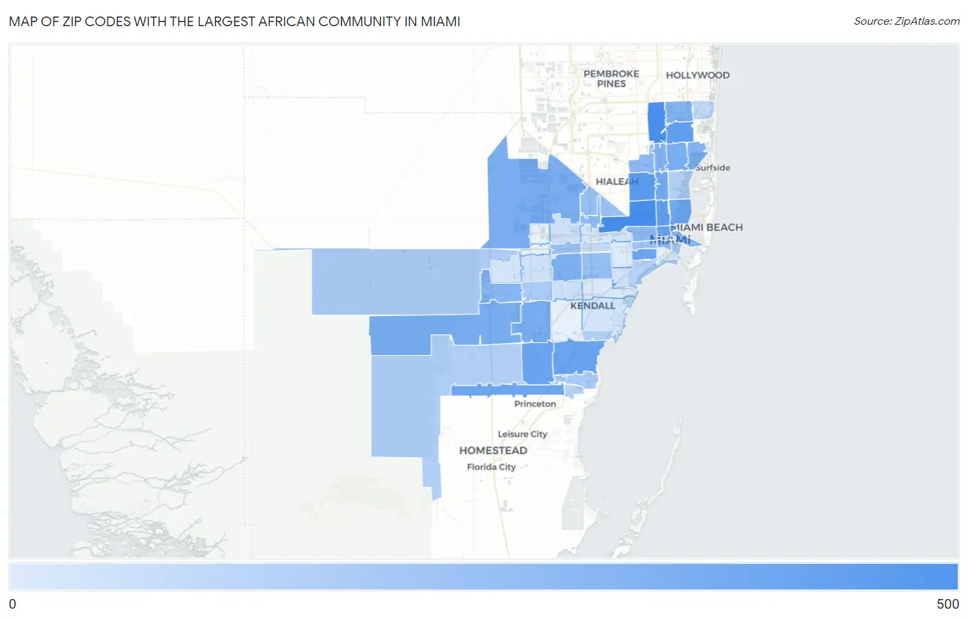 Zip Codes with the Largest African Community in Miami Map