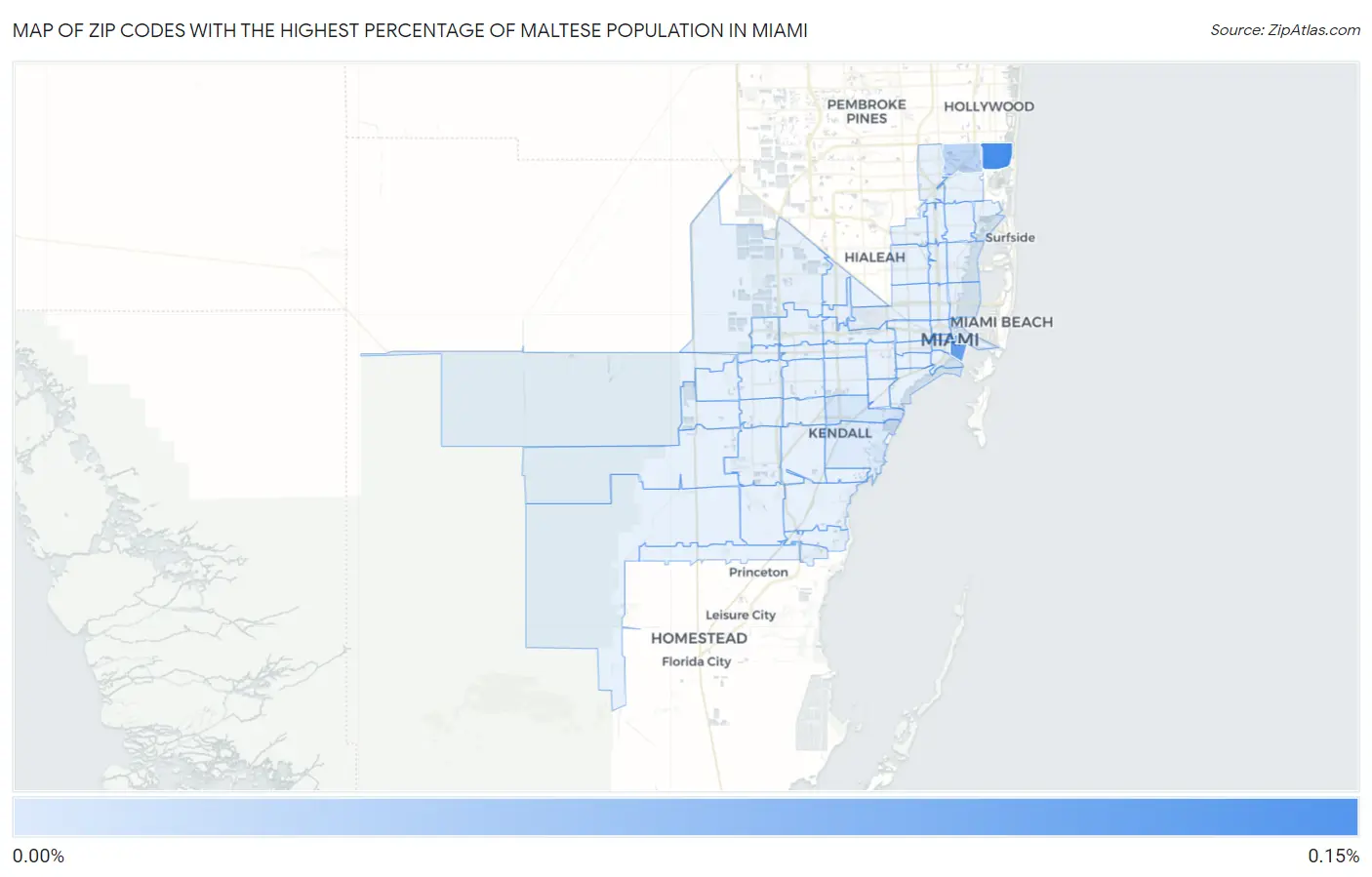 Zip Codes with the Highest Percentage of Maltese Population in Miami Map