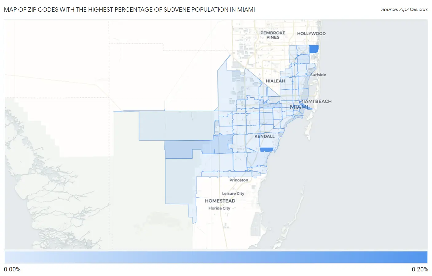 Zip Codes with the Highest Percentage of Slovene Population in Miami Map