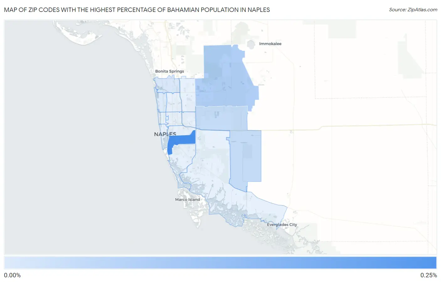Zip Codes with the Highest Percentage of Bahamian Population in Naples Map