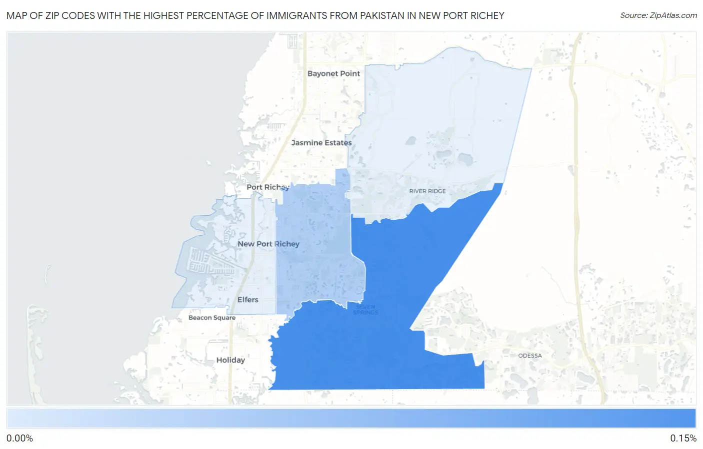 Zip Codes with the Highest Percentage of Immigrants from Pakistan in New Port Richey Map