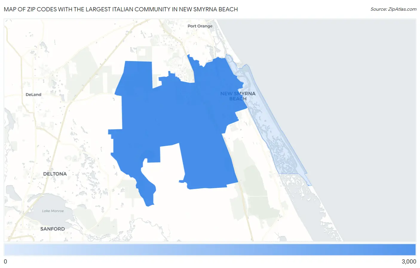 Zip Codes with the Largest Italian Community in New Smyrna Beach Map