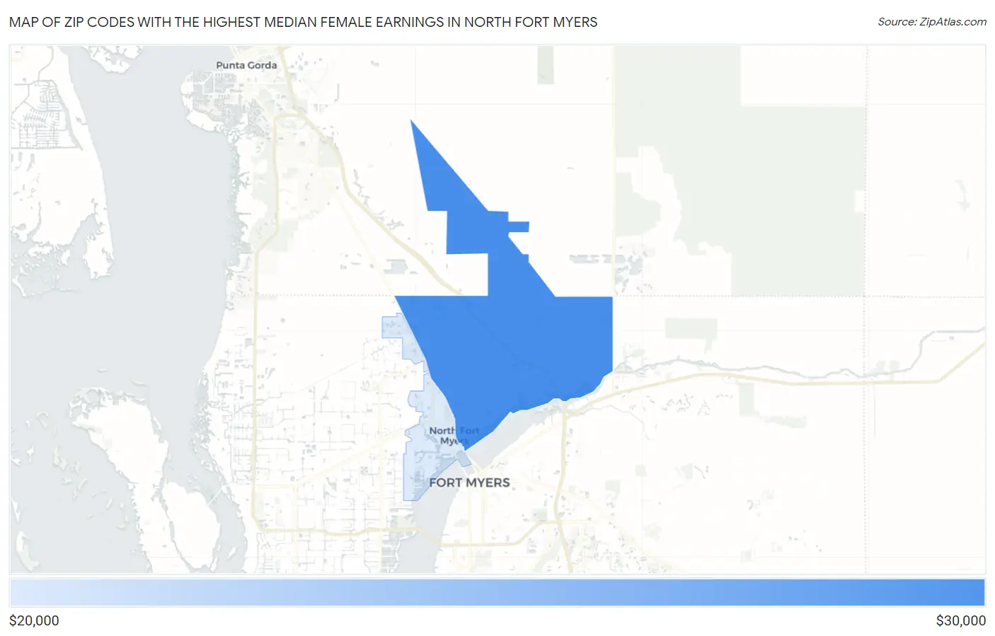 Zip Codes with the Highest Median Female Earnings in North Fort Myers Map