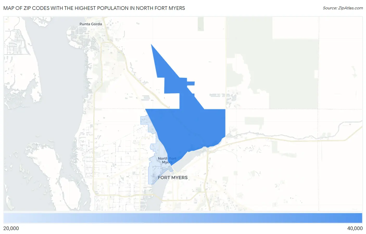 Zip Codes with the Highest Population in North Fort Myers Map