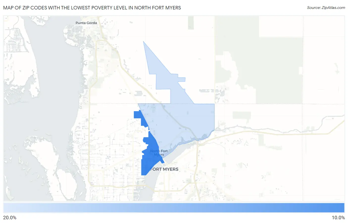 Zip Codes with the Lowest Poverty Level in North Fort Myers Map
