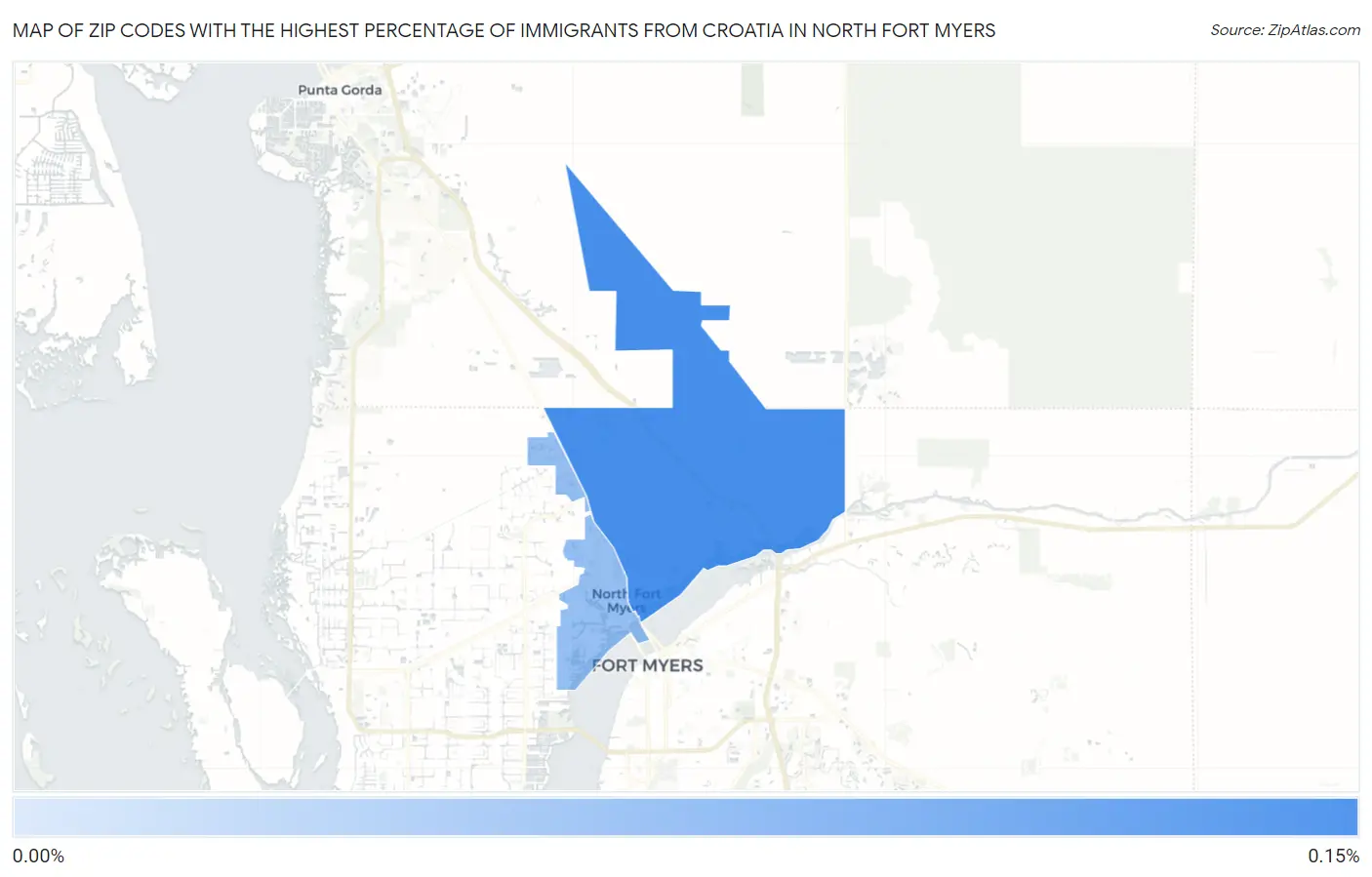 Zip Codes with the Highest Percentage of Immigrants from Croatia in North Fort Myers Map