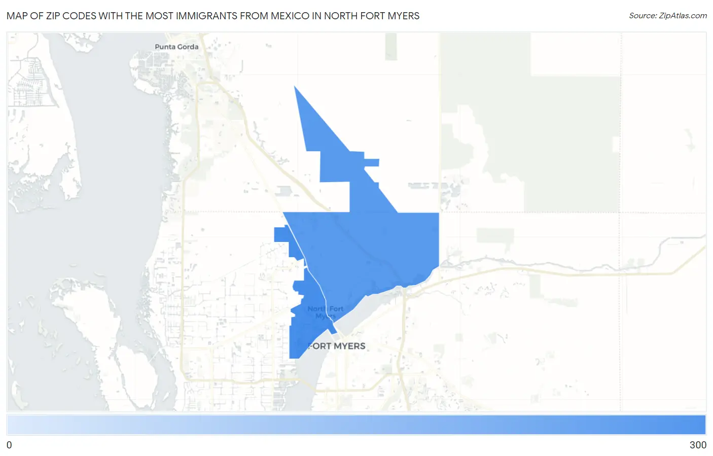 Zip Codes with the Most Immigrants from Mexico in North Fort Myers Map
