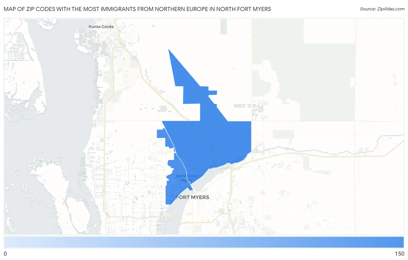 Zip Codes with the Most Immigrants from Northern Europe in North Fort Myers Map