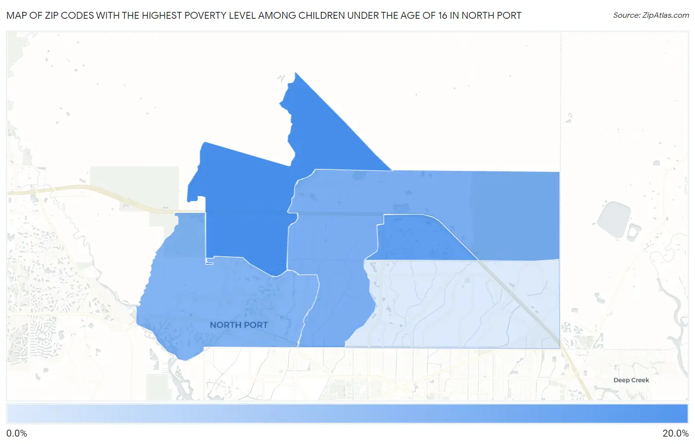 Zip Codes with the Highest Poverty Level Among Children Under the Age of 16 in North Port Map
