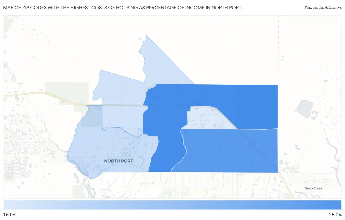 Zip Codes with the Highest Costs of Housing as Percentage of Income in North Port Map