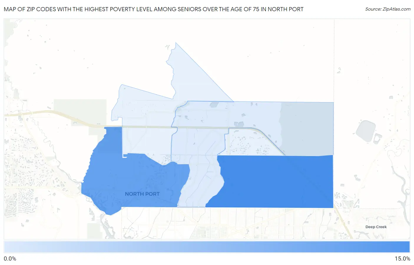 Zip Codes with the Highest Poverty Level Among Seniors Over the Age of 75 in North Port Map