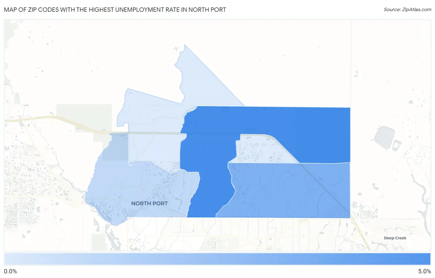 Zip Codes with the Highest Unemployment Rate in North Port Map