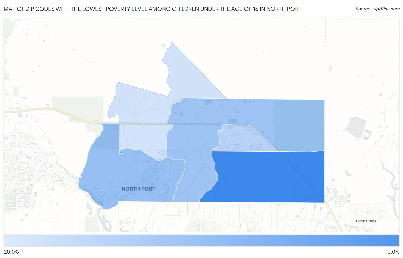 Zip Codes with the Lowest Poverty Level Among Children Under the Age of 16 in North Port Map