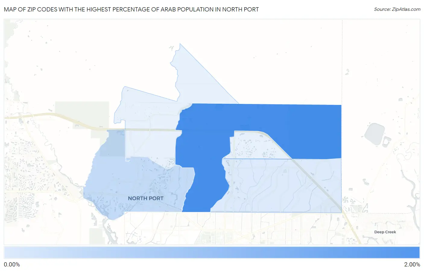 Zip Codes with the Highest Percentage of Arab Population in North Port Map