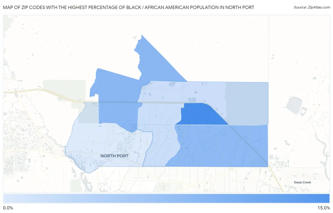 Zip Codes with the Highest Percentage of Black / African American Population in North Port Map