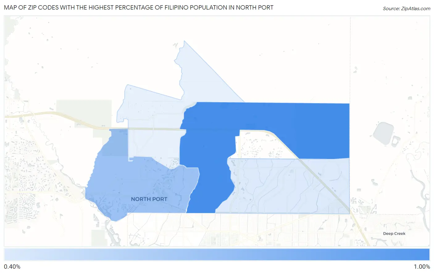 Zip Codes with the Highest Percentage of Filipino Population in North Port Map