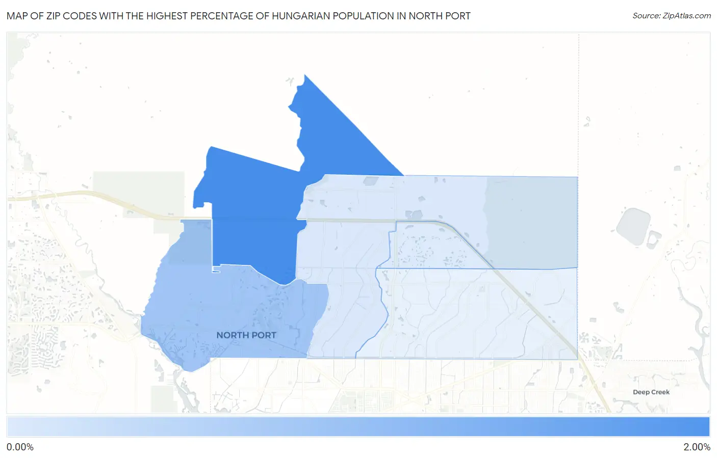 Zip Codes with the Highest Percentage of Hungarian Population in North Port Map