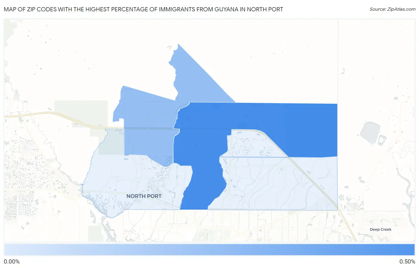 Zip Codes with the Highest Percentage of Immigrants from Guyana in North Port Map