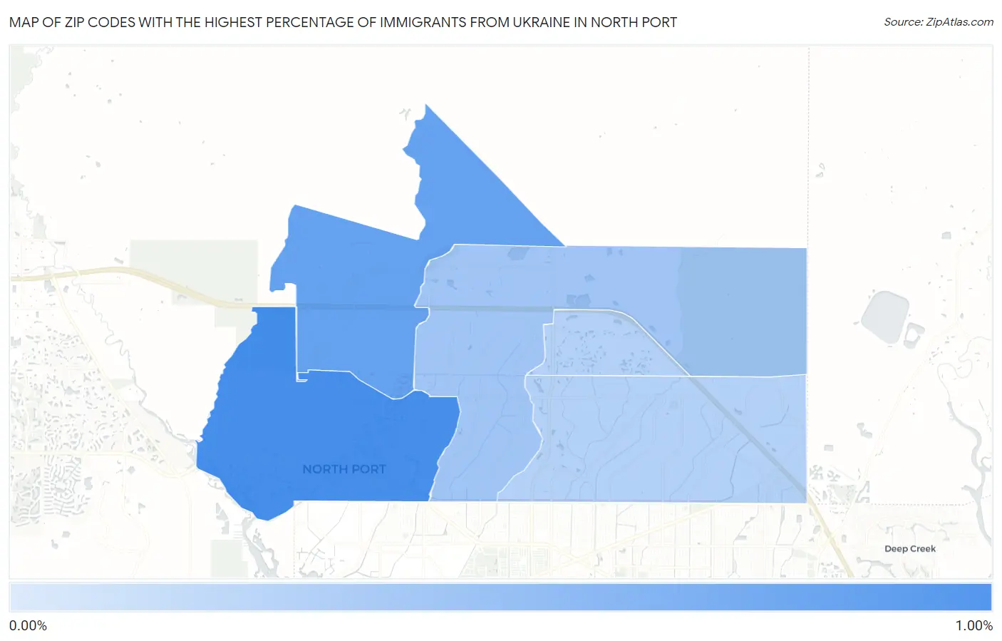 Zip Codes with the Highest Percentage of Immigrants from Ukraine in North Port Map