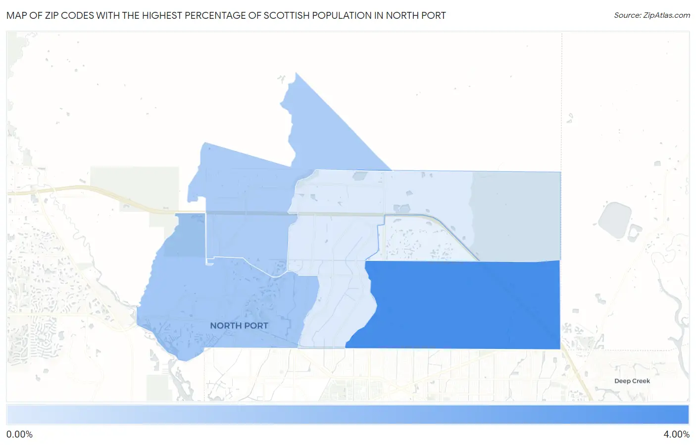 Zip Codes with the Highest Percentage of Scottish Population in North Port Map