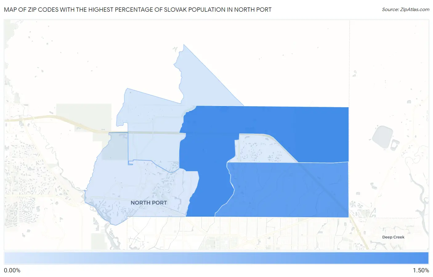 Zip Codes with the Highest Percentage of Slovak Population in North Port Map