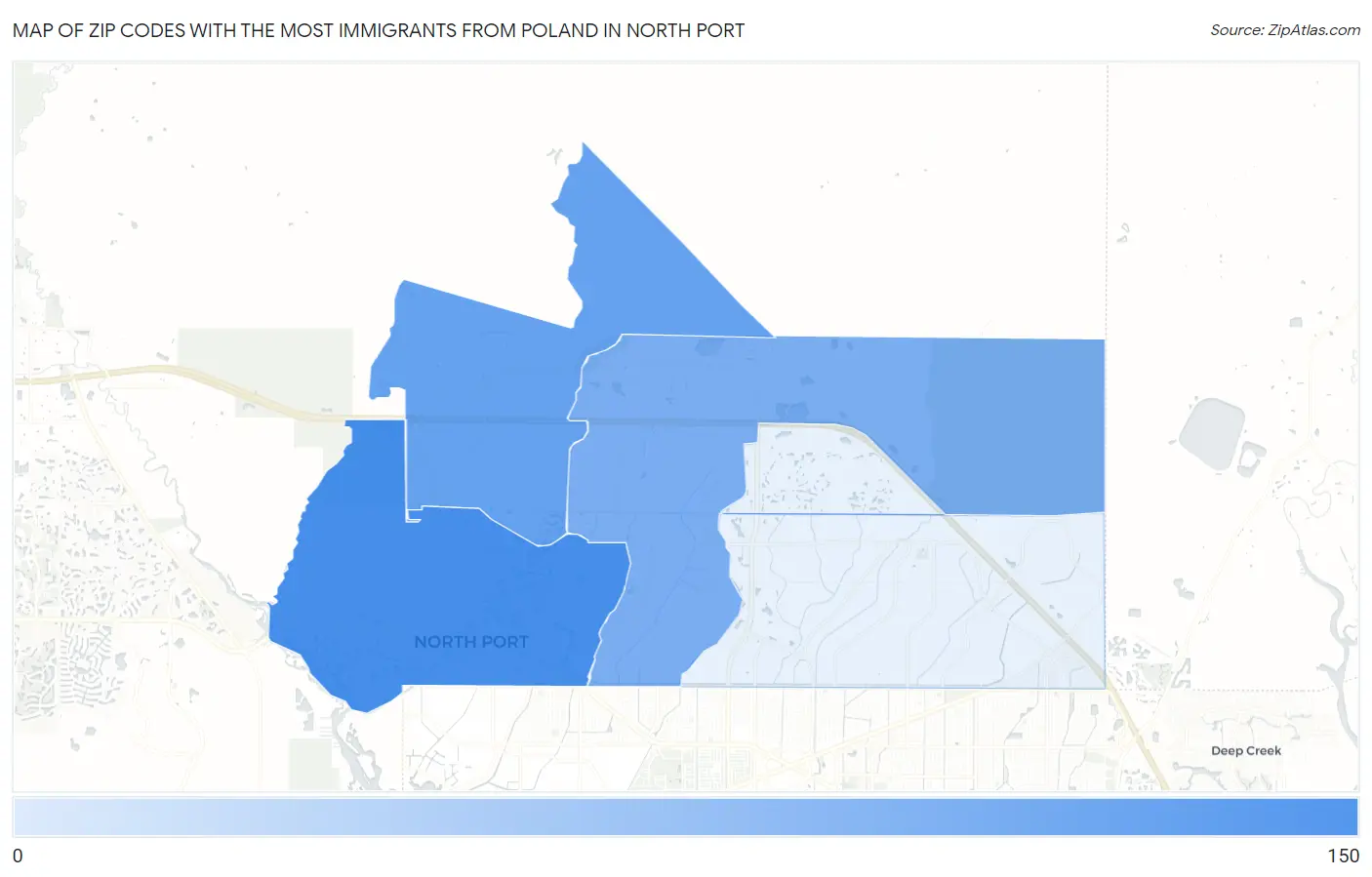 Zip Codes with the Most Immigrants from Poland in North Port Map