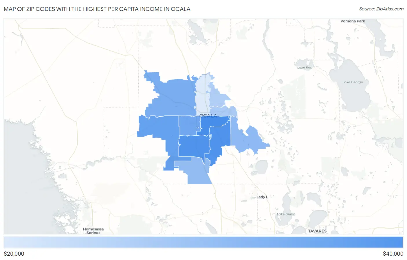 Zip Codes with the Highest Per Capita Income in Ocala Map
