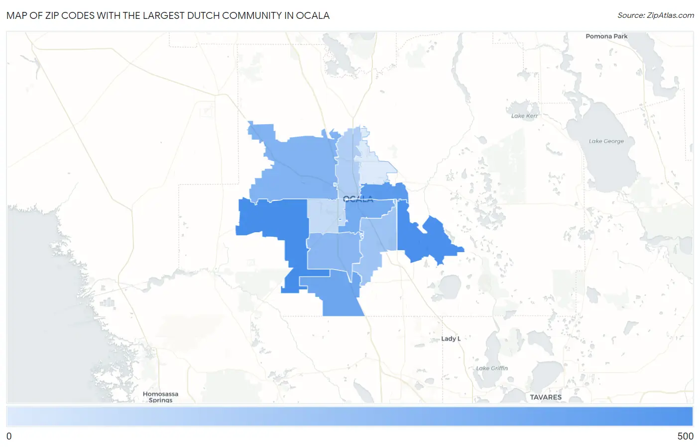 Zip Codes with the Largest Dutch Community in Ocala Map