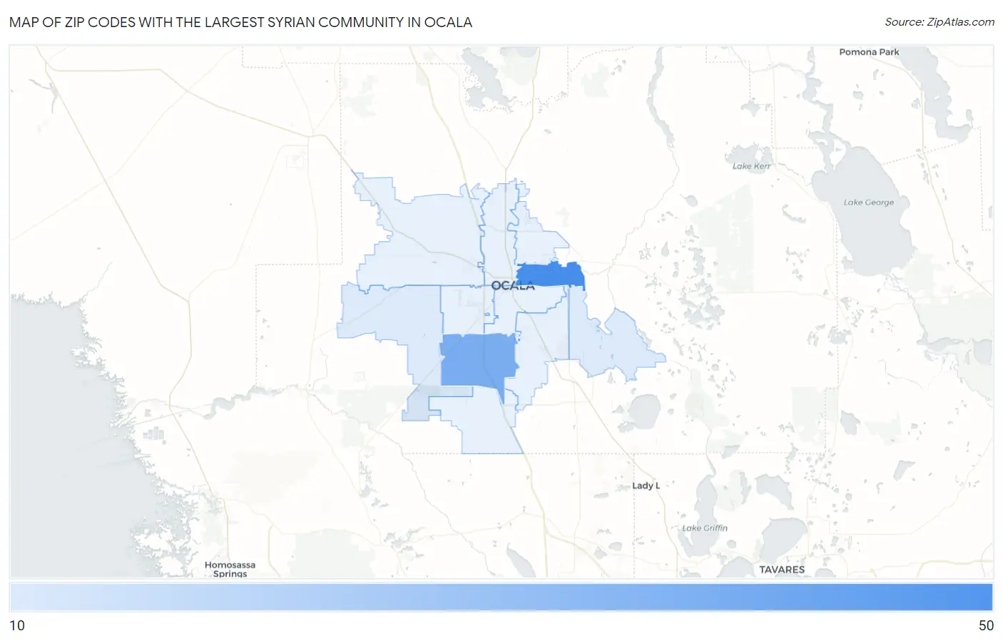 Zip Codes with the Largest Syrian Community in Ocala Map