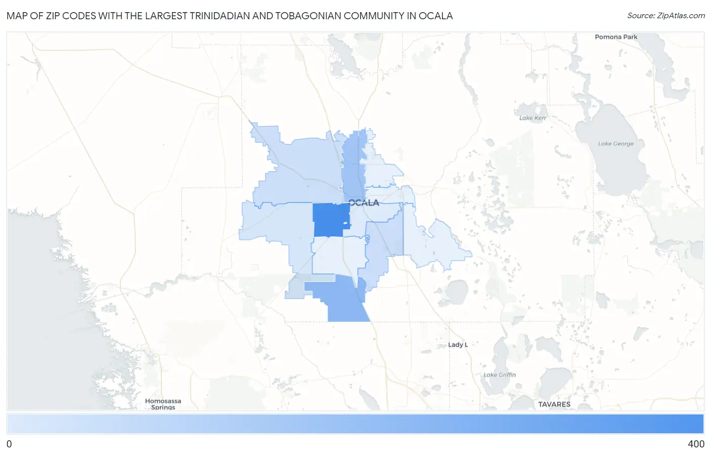 Zip Codes with the Largest Trinidadian and Tobagonian Community in Ocala Map