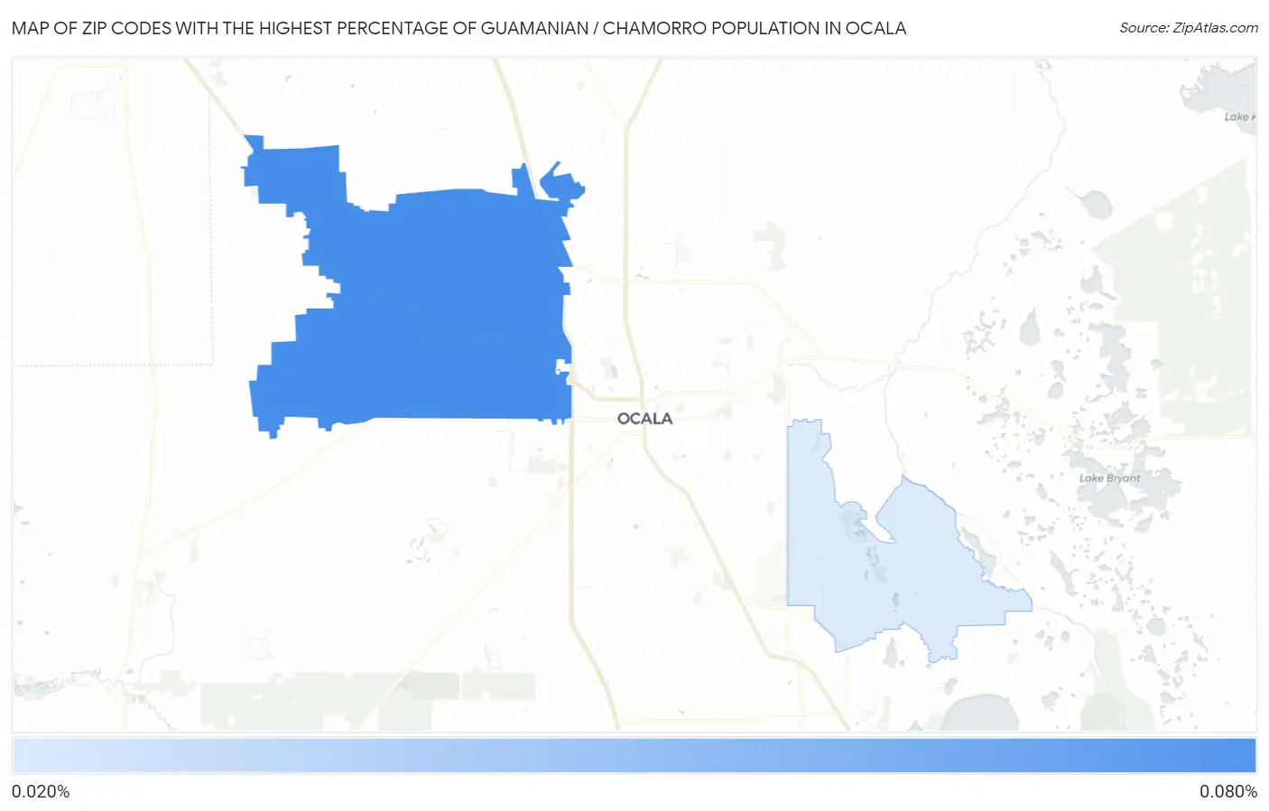 Zip Codes with the Highest Percentage of Guamanian / Chamorro Population in Ocala Map