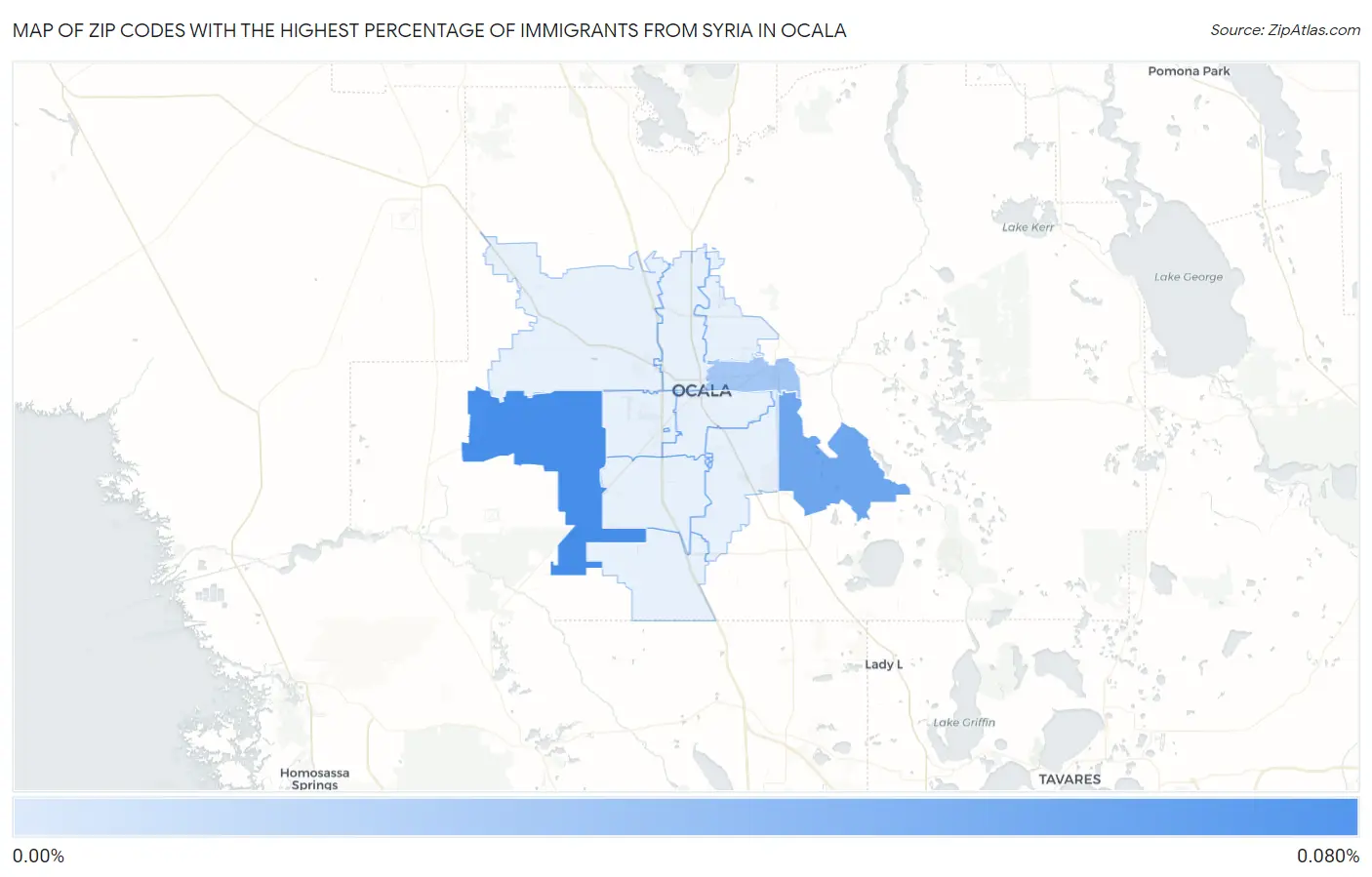 Zip Codes with the Highest Percentage of Immigrants from Syria in Ocala Map