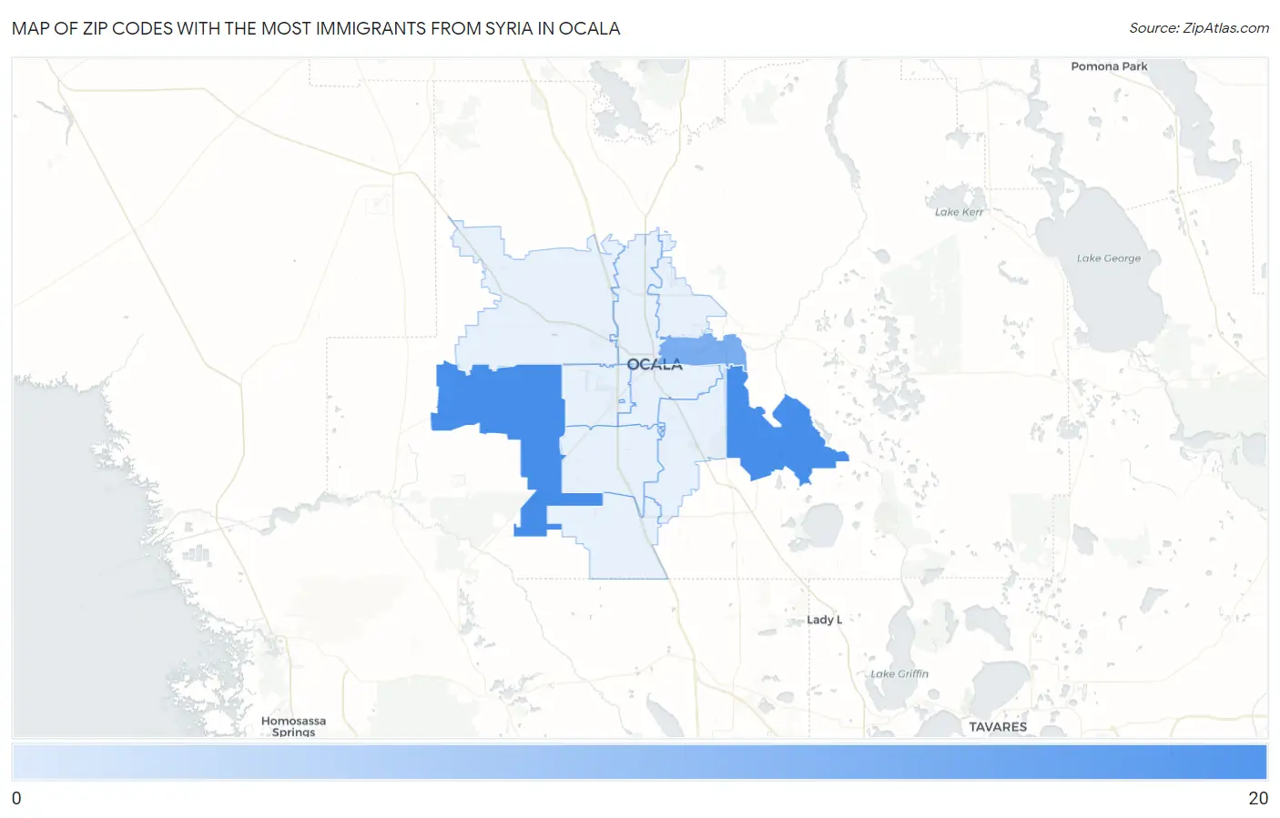 Zip Codes with the Most Immigrants from Syria in Ocala Map