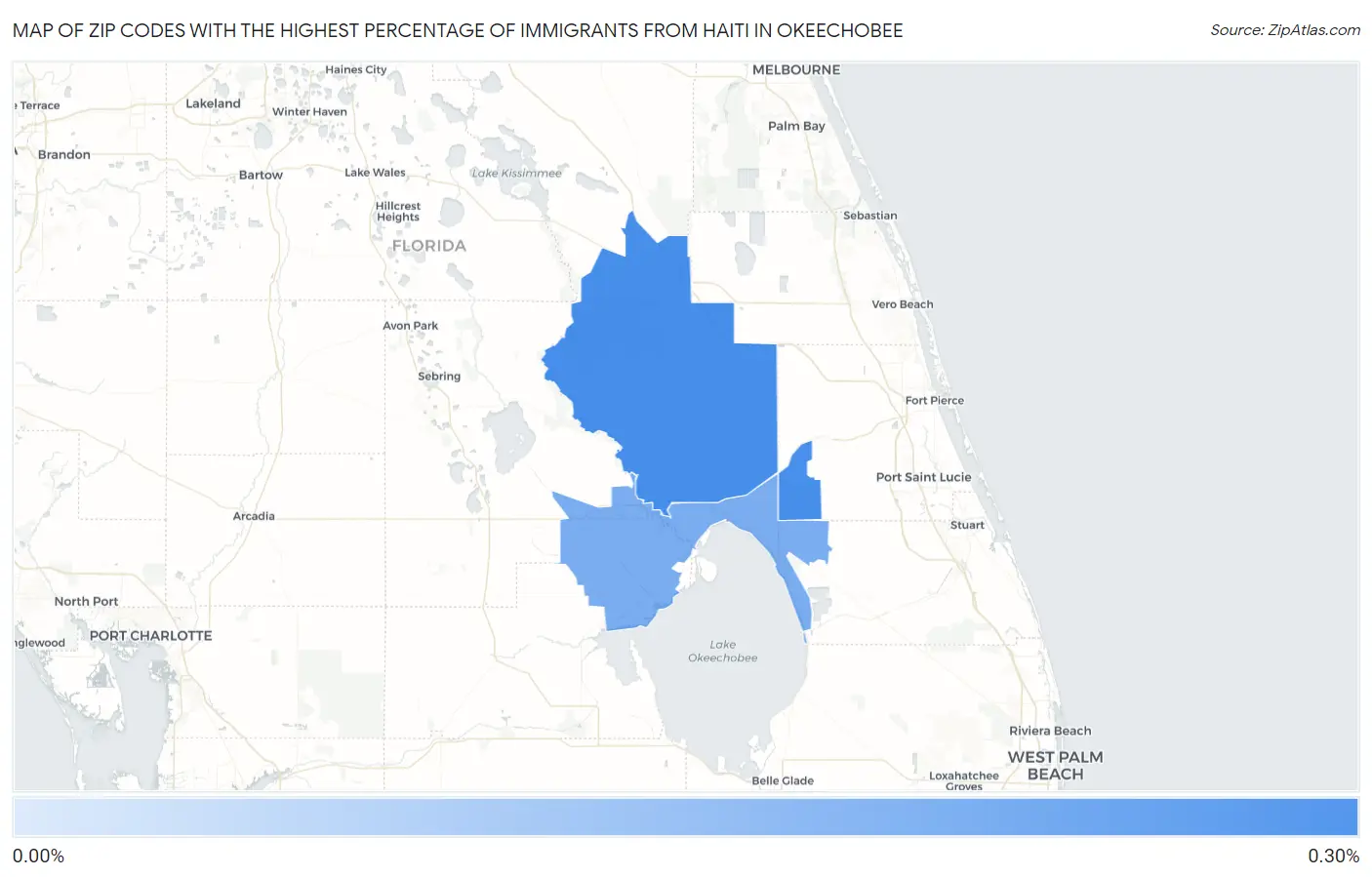 Zip Codes with the Highest Percentage of Immigrants from Haiti in Okeechobee Map