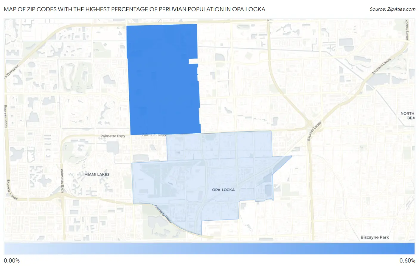 Zip Codes with the Highest Percentage of Peruvian Population in Opa Locka Map
