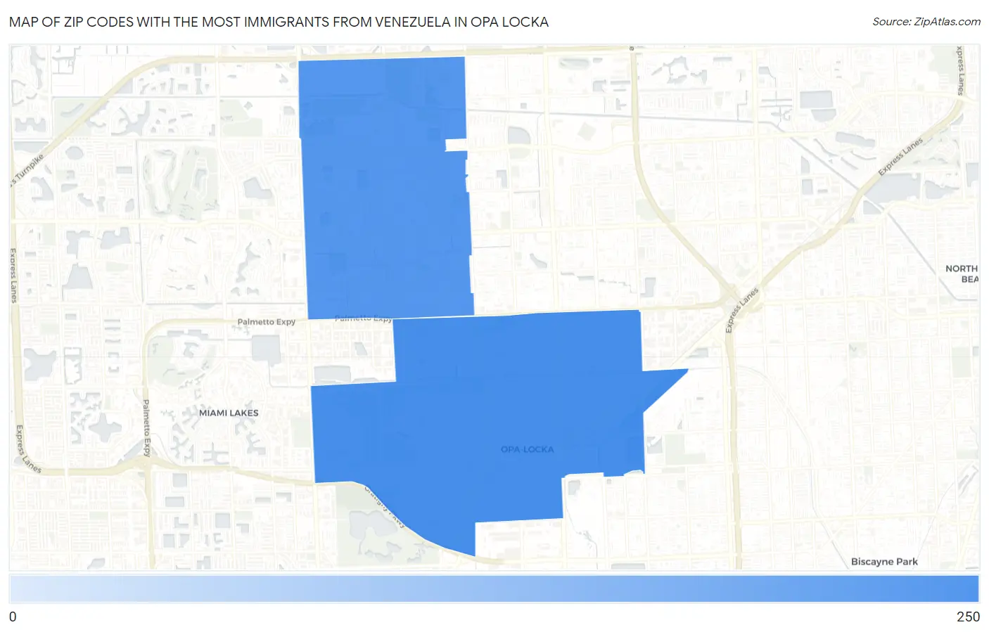 Zip Codes with the Most Immigrants from Venezuela in Opa Locka Map