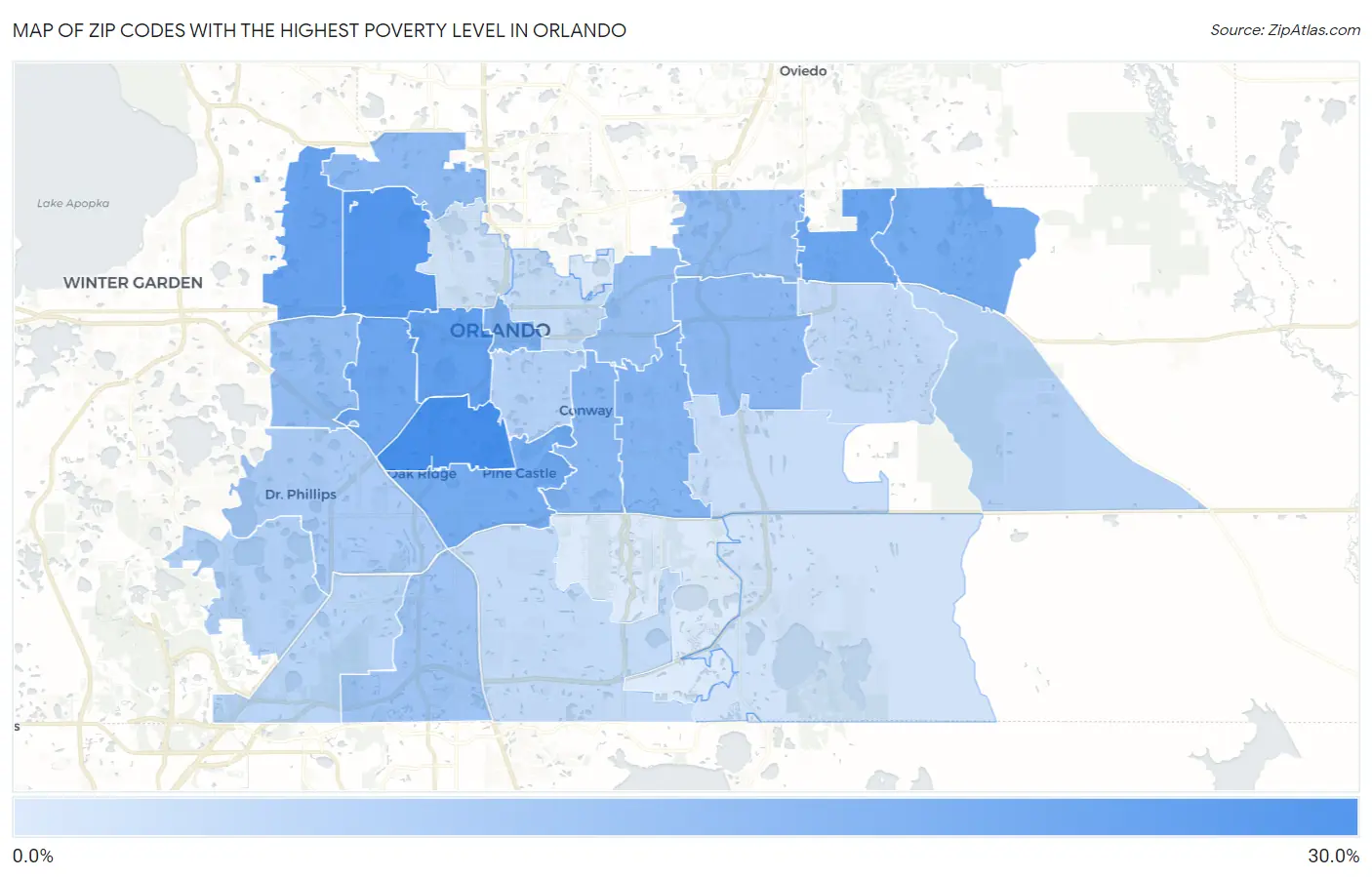Zip Codes with the Highest Poverty Level in Orlando Map