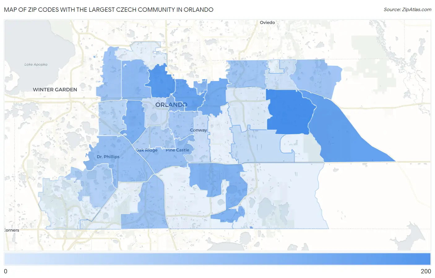 Zip Codes with the Largest Czech Community in Orlando Map