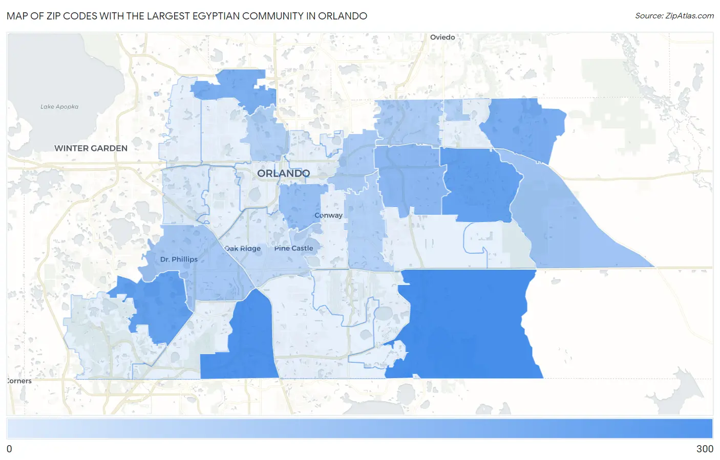 Zip Codes with the Largest Egyptian Community in Orlando Map