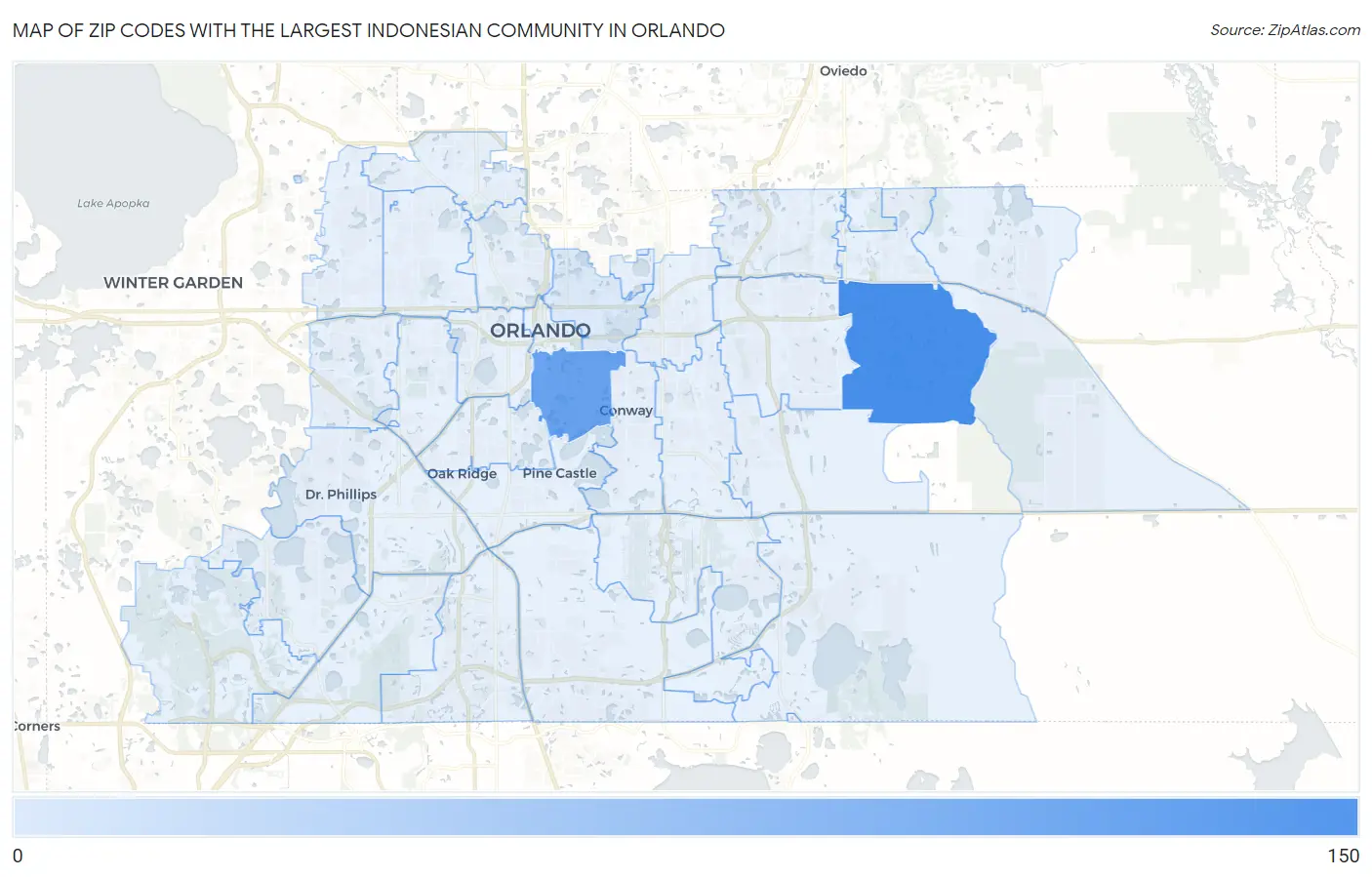 Zip Codes with the Largest Indonesian Community in Orlando Map