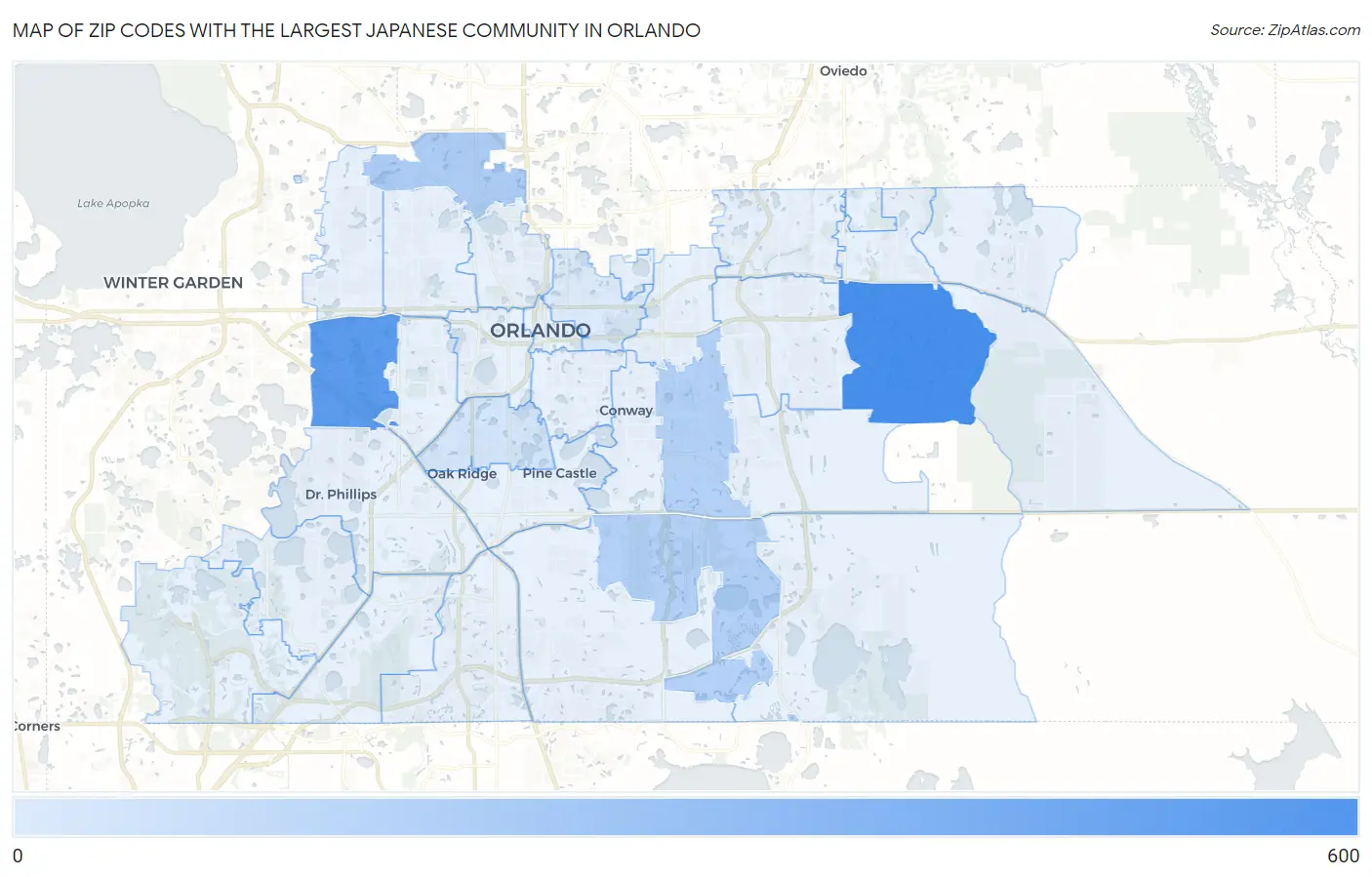Zip Codes with the Largest Japanese Community in Orlando Map