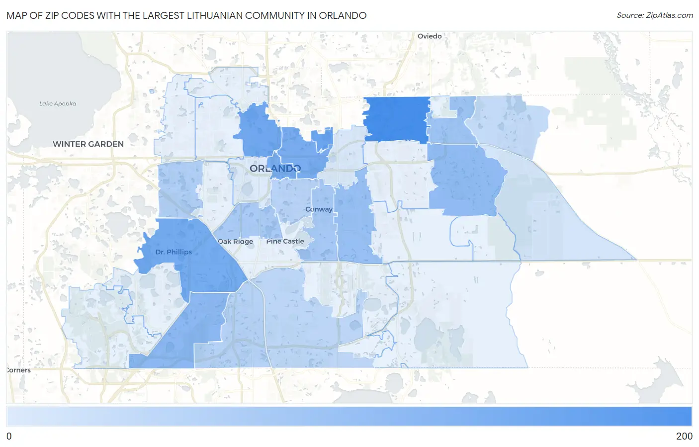Zip Codes with the Largest Lithuanian Community in Orlando Map