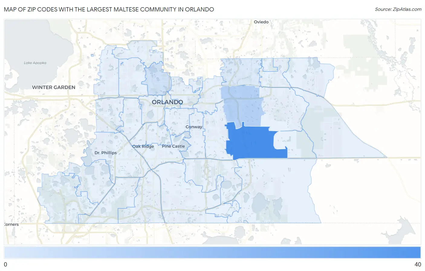 Zip Codes with the Largest Maltese Community in Orlando Map