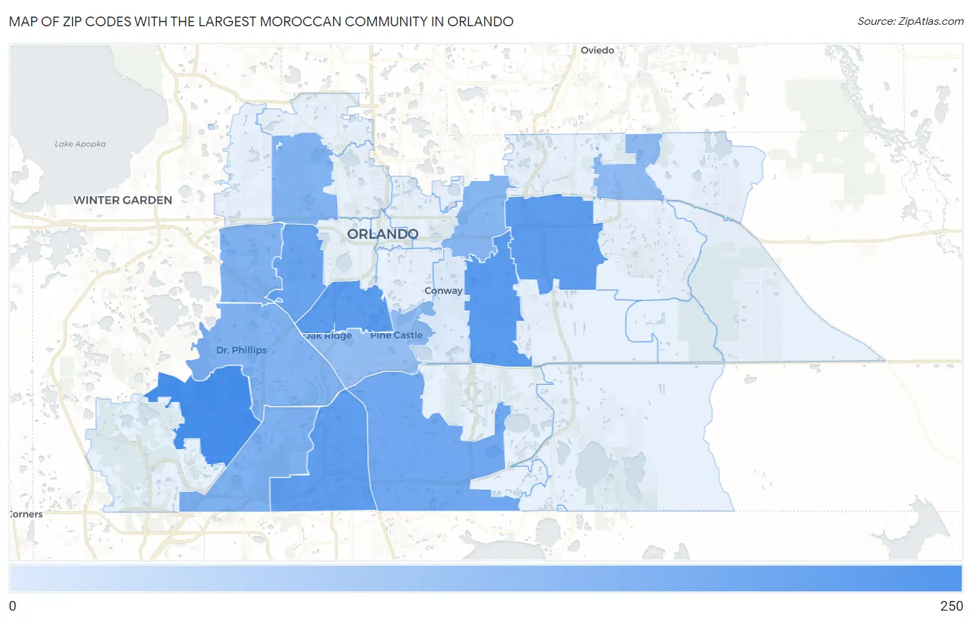 Zip Codes with the Largest Moroccan Community in Orlando Map