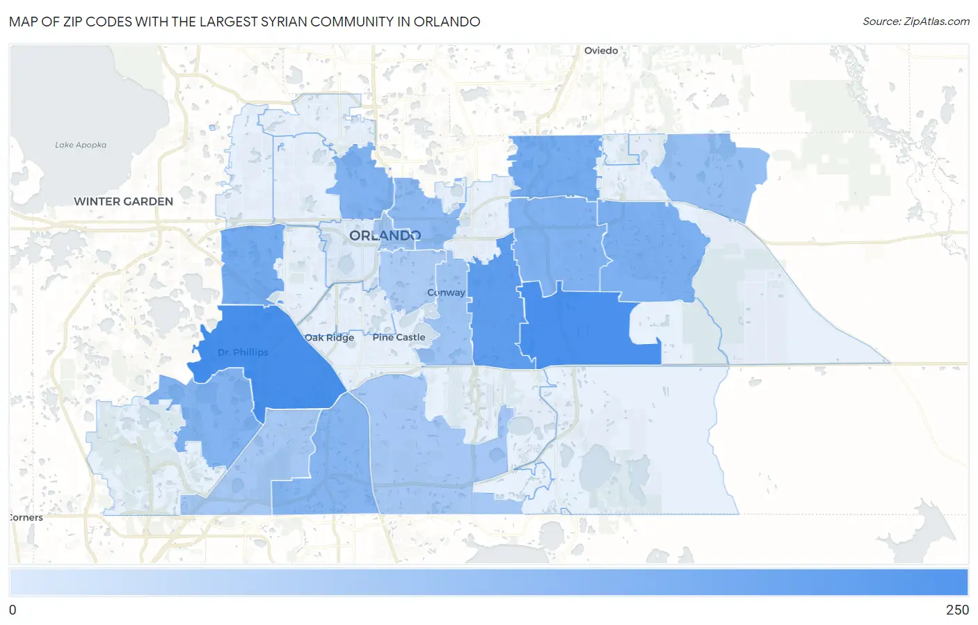 Zip Codes with the Largest Syrian Community in Orlando Map
