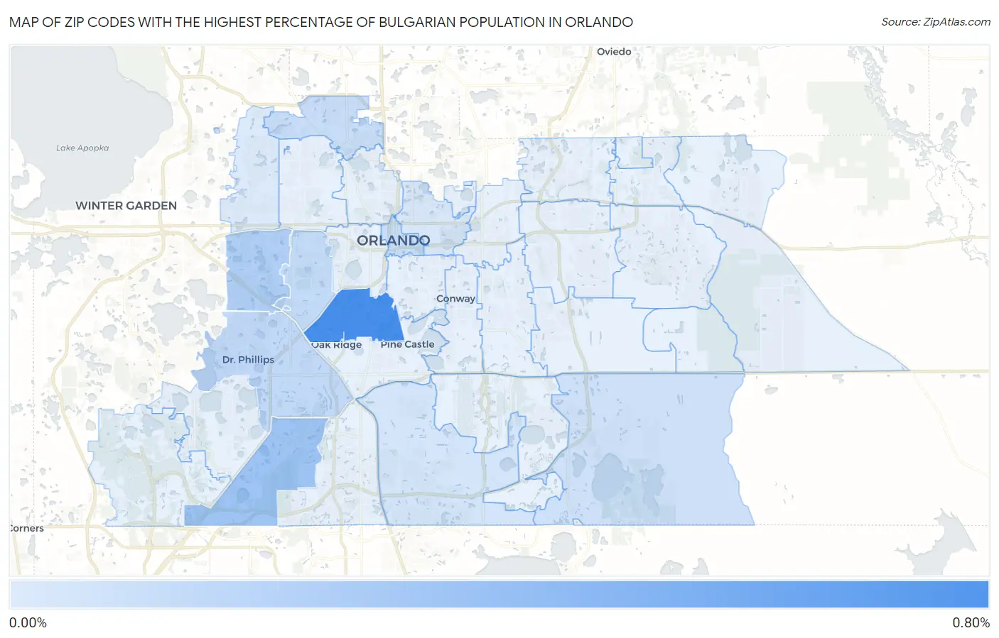Zip Codes with the Highest Percentage of Bulgarian Population in Orlando Map