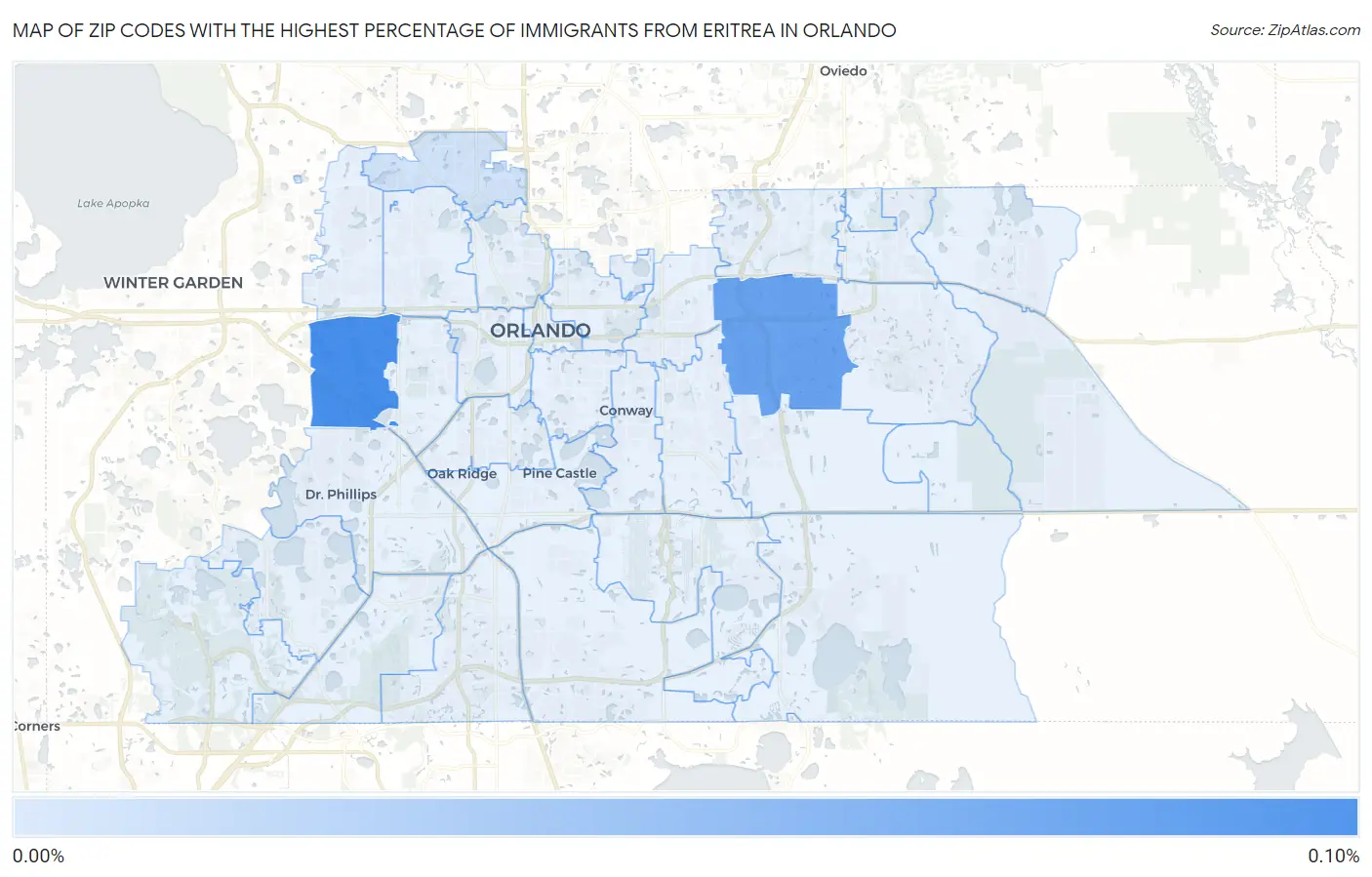 Zip Codes with the Highest Percentage of Immigrants from Eritrea in Orlando Map