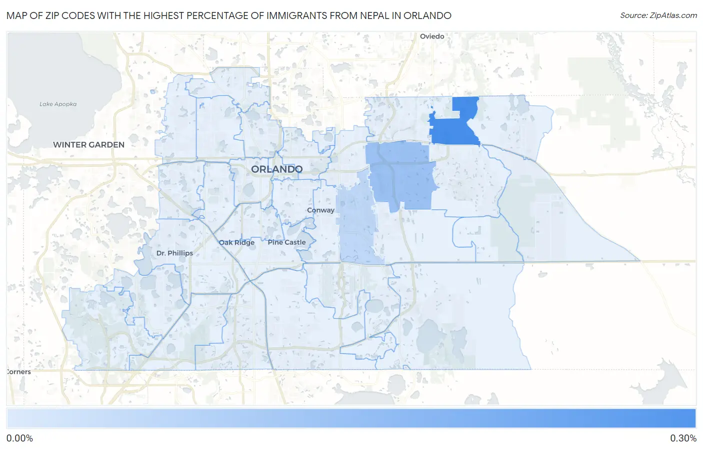 Zip Codes with the Highest Percentage of Immigrants from Nepal in Orlando Map