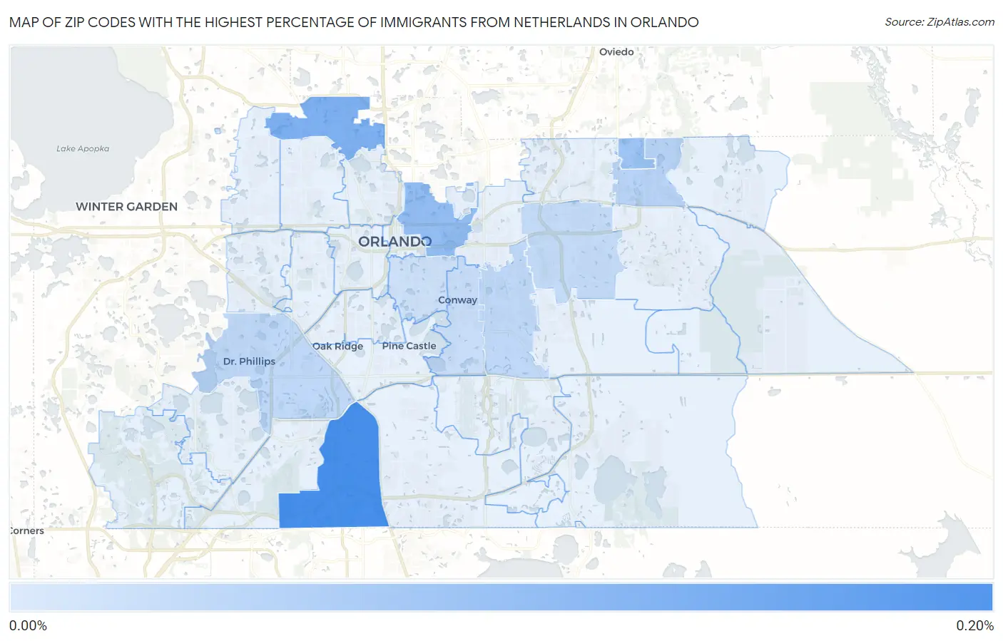 Zip Codes with the Highest Percentage of Immigrants from Netherlands in Orlando Map