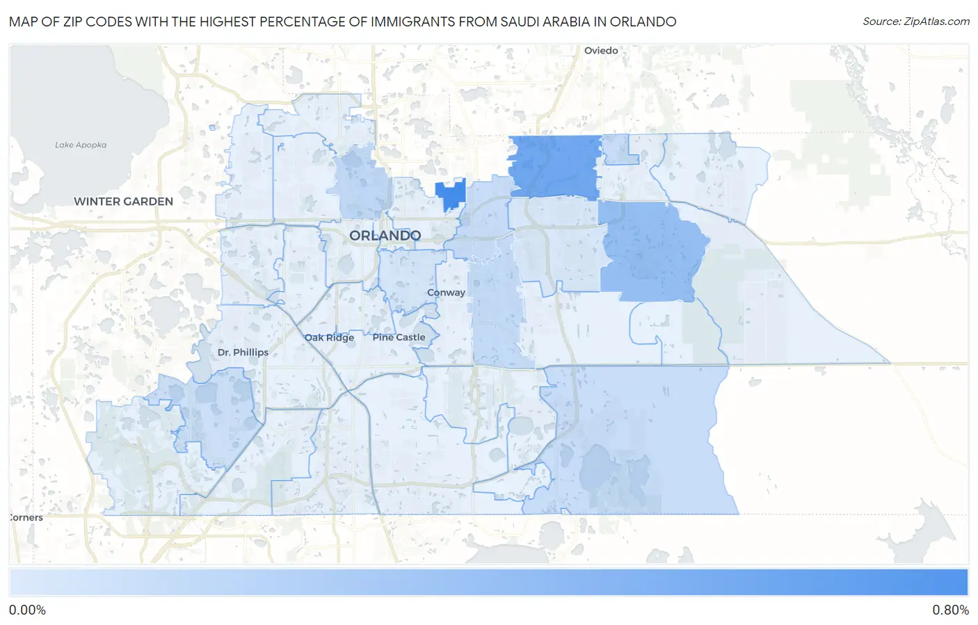 Zip Codes with the Highest Percentage of Immigrants from Saudi Arabia in Orlando Map
